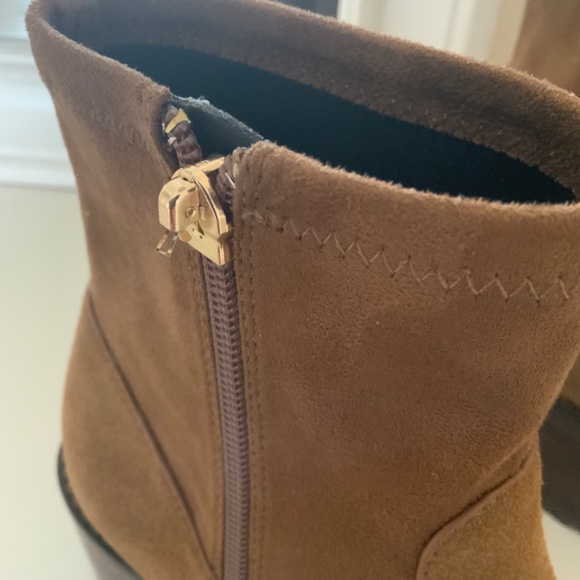 COACH JOY SUEDE LUG SOLE ANKLE BOOTIES BOOTS WOMENS RAW UMBER - Picture 11 of 11